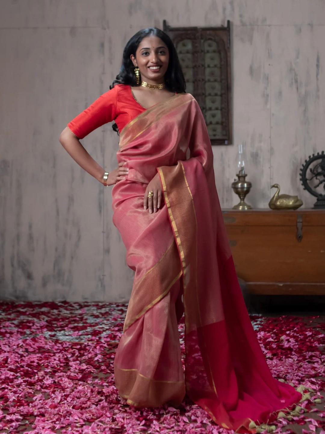 

Suta Cotton Zari saree, Red