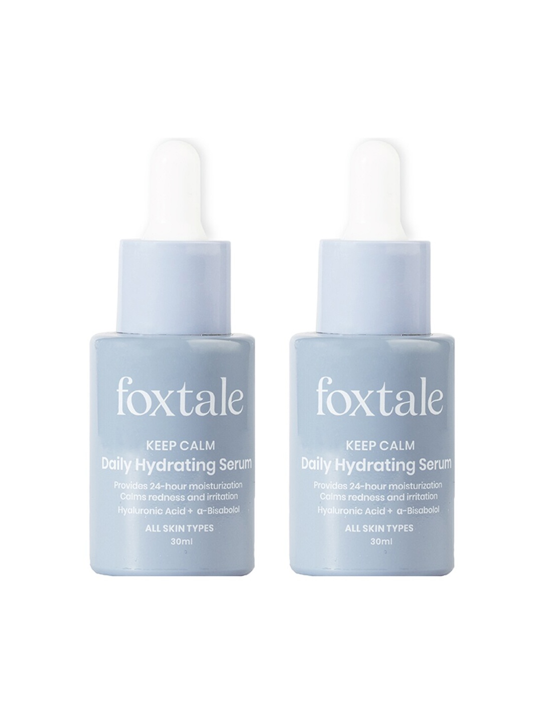 

FoxTale Set Of 2 Keep Calm Daily Hydrating Serum with Hyaluronic Acid - 30ml Each, Grey