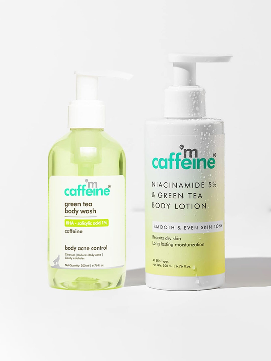 

MCaffeine Set of Green Tea Body Wash + Niacinamide 5% & Green Tea Body Lotion - 200ml Each, White