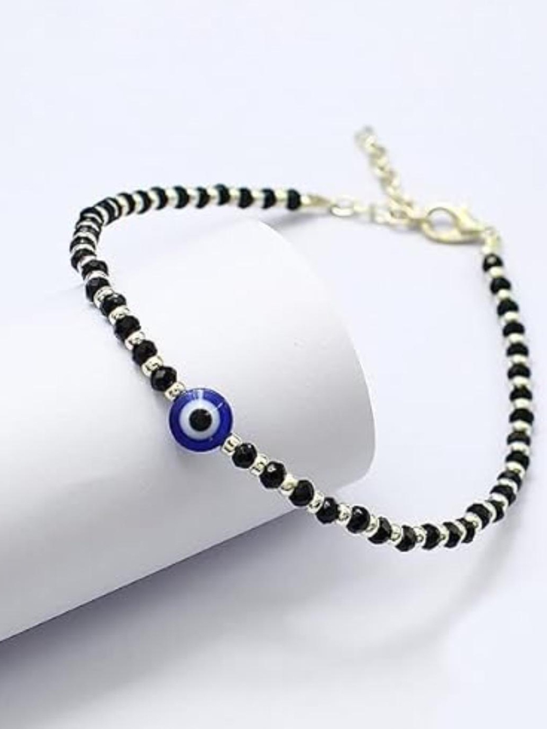 

DN Creation Set Of 2 Sterling Silver Beaded Link Bracelet, Black