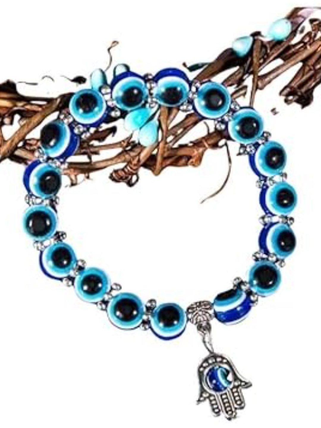 

DN Creation Beaded Brass Elasticated Bracelet, Blue
