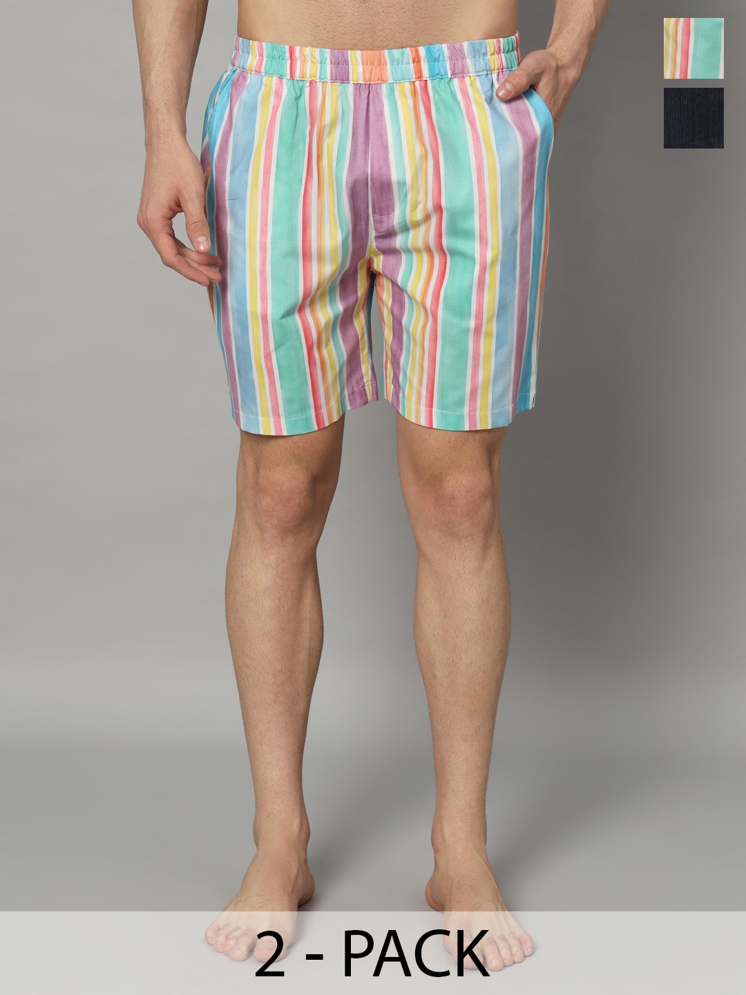 

OWO THE LABEL Pack Of 2 Printed Pure Cotton Boxers, Blue