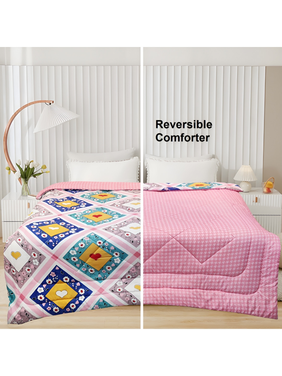 

Supreme Home Collective Pink & Blue AC Room 300 GSM Double Bed Comforter