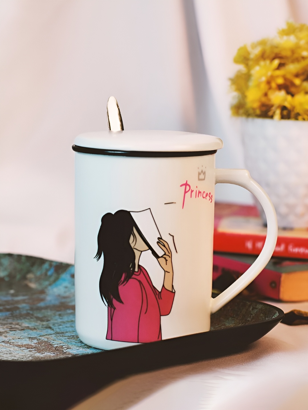 

Giftii White & Black Printed Ceramic Matte Mugs Set of Cups and Mugs
