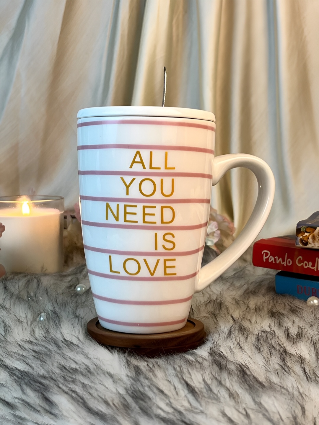 

Giftii White & Yellow Printed Ceramic Matte Mugs Set of Cups and Mugs