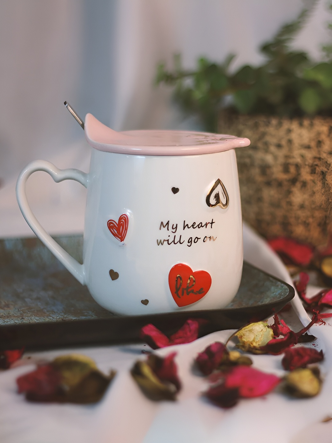 

Giftii White & Pink Textured Ceramic Matte Mugs Set of Cups and Mugs