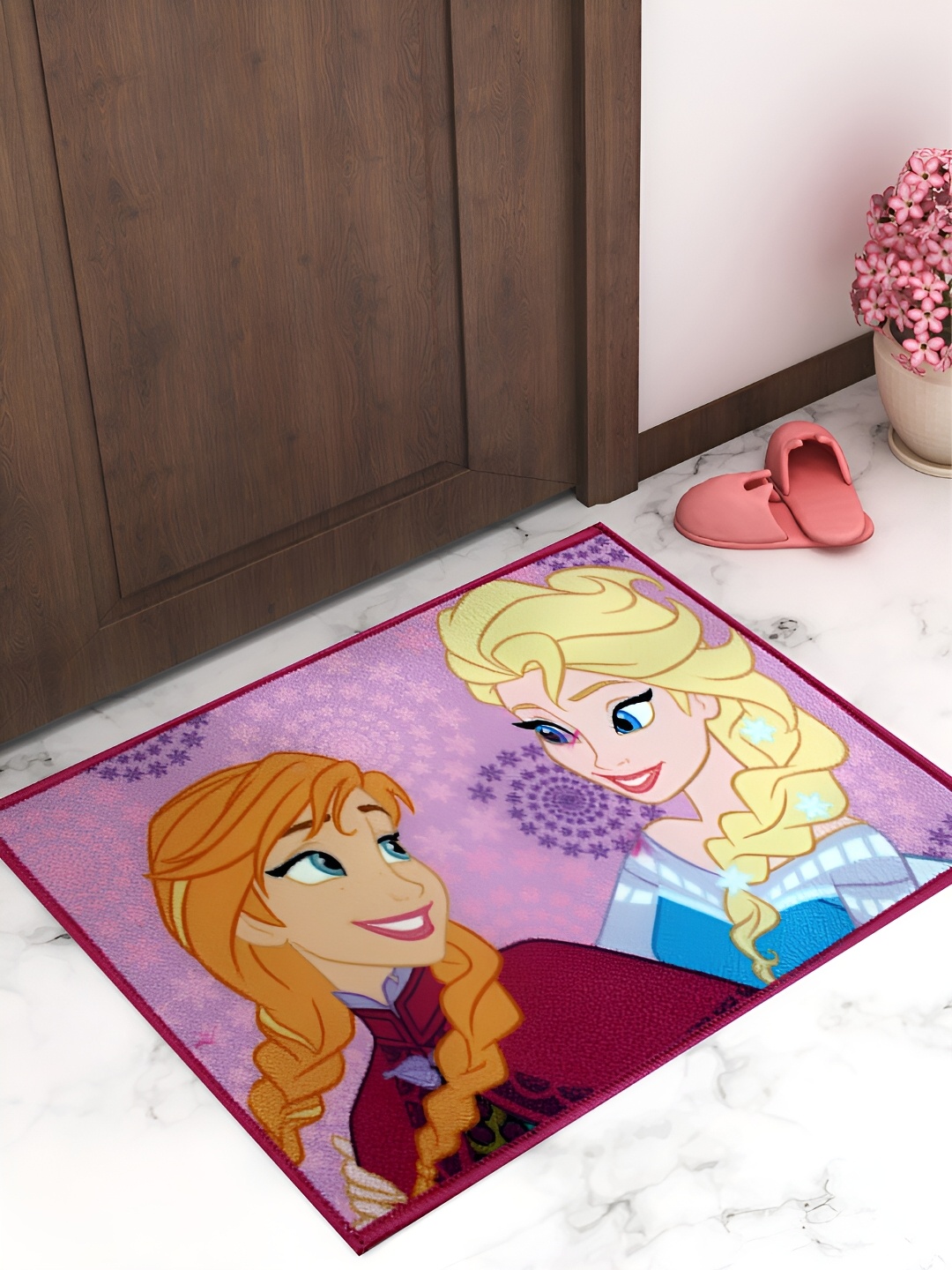 

Athom Living Purple & Brown Printed Anti Slip Doormat, Pink