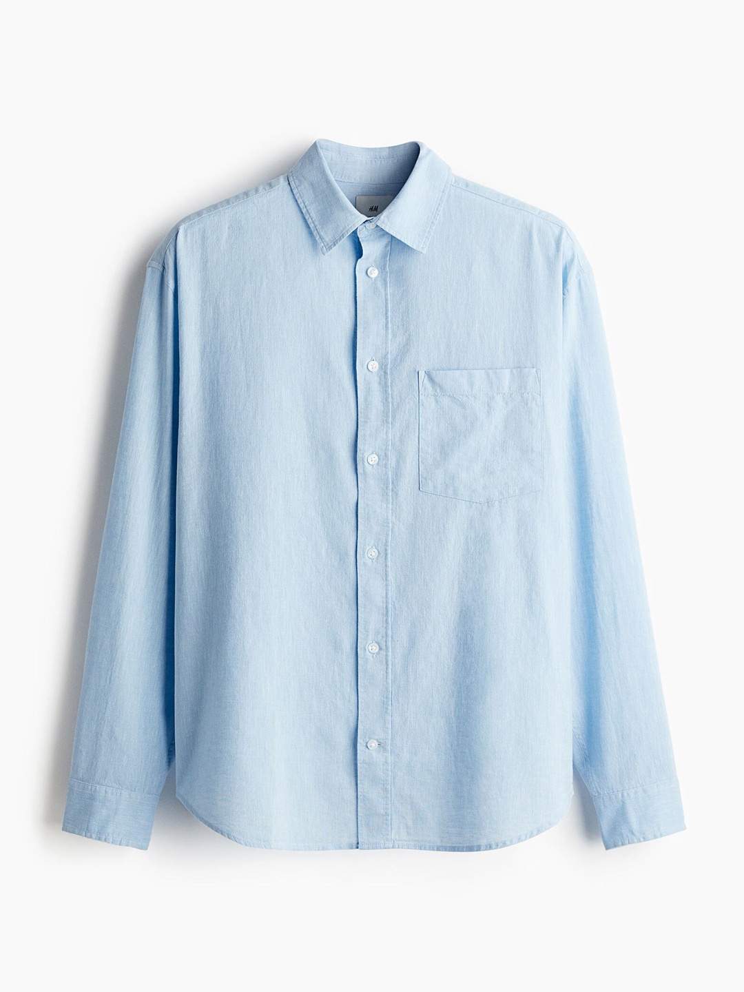 

H&M Men Relaxed Fit Linen-Blend Shirt, Blue
