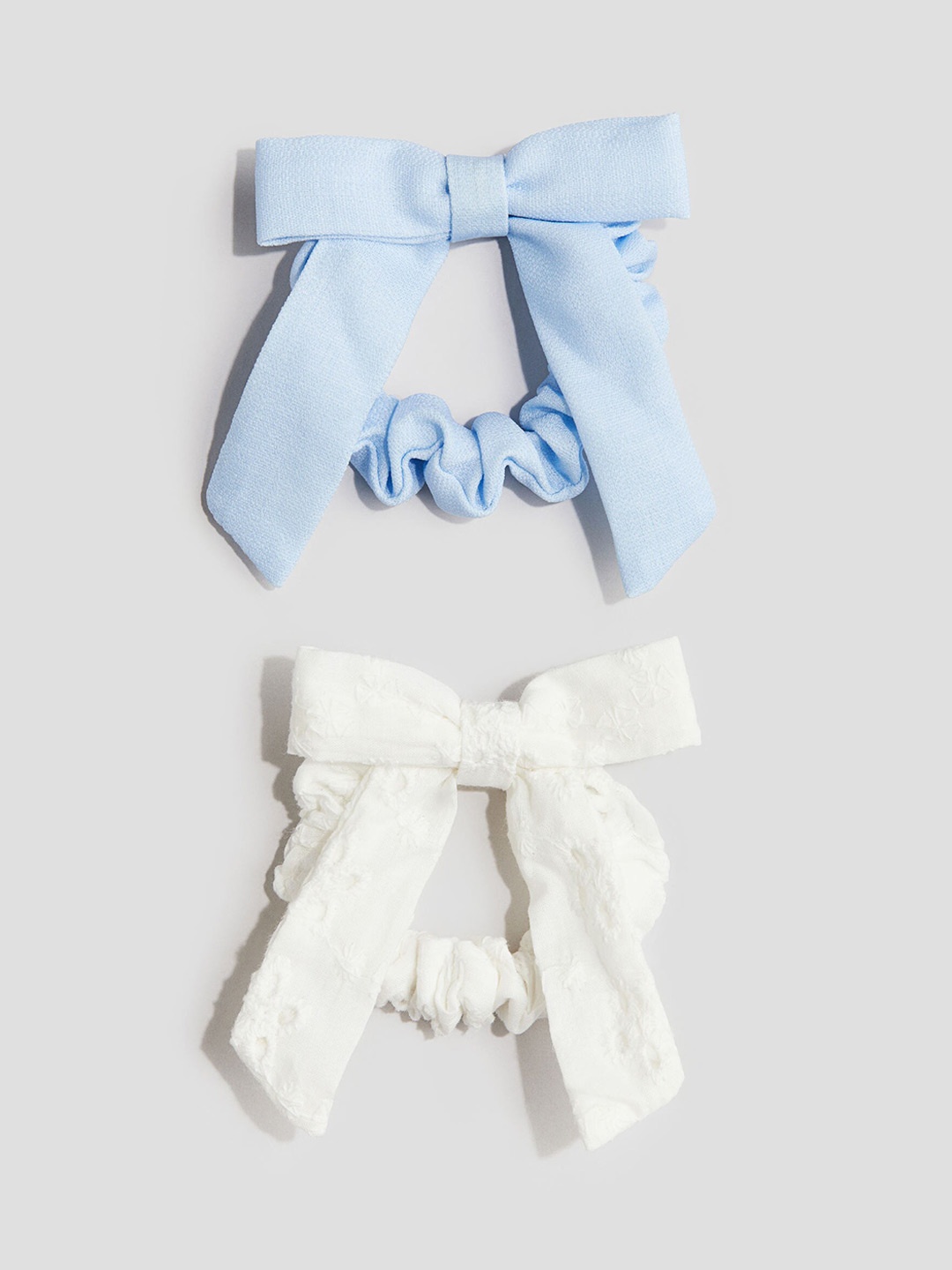 

H&M Girls Cotton 2-Pack Bow-Detail Scrunchies, Blue