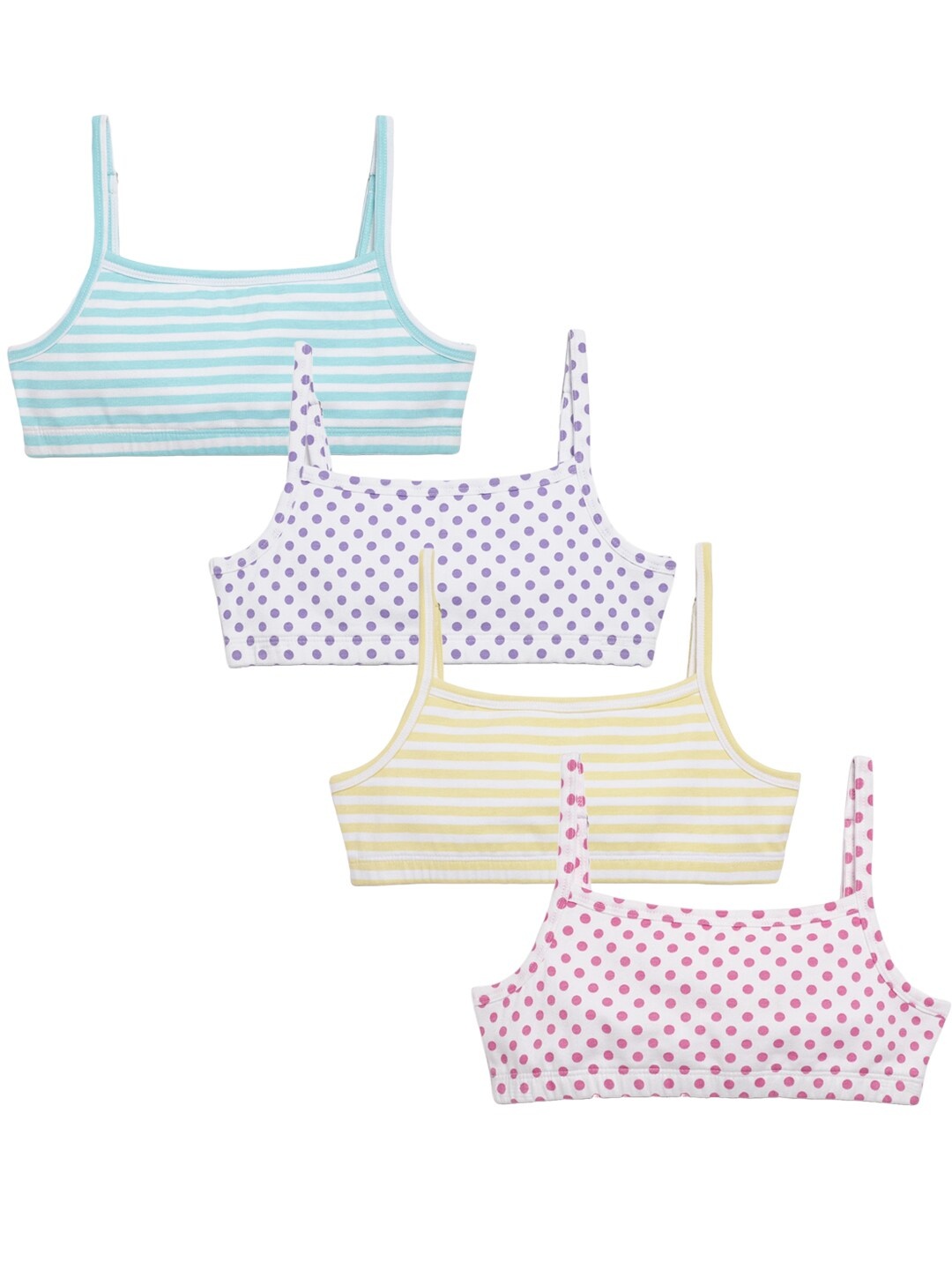 

Charm n Cherish Pack Of 4 Printed Full Coverage Beginners Bra With All Day Comfort, Pink