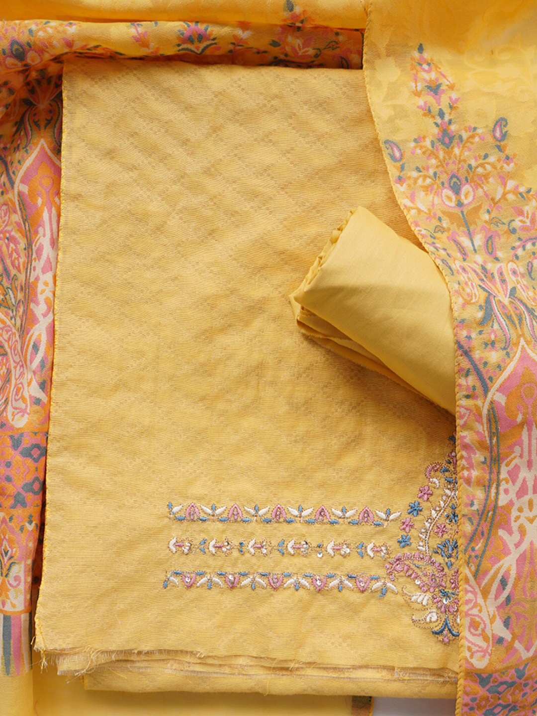 

SHINGORA Embroidered Unstitched Dress Material, Yellow