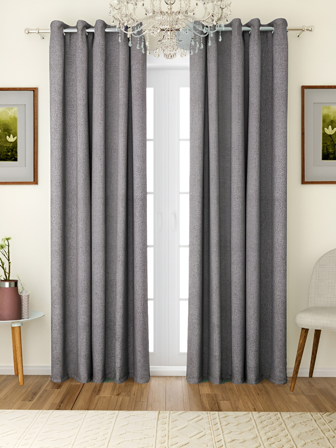 

ROMEE Grey 2 Pieces Room Darkening Door Curtain
