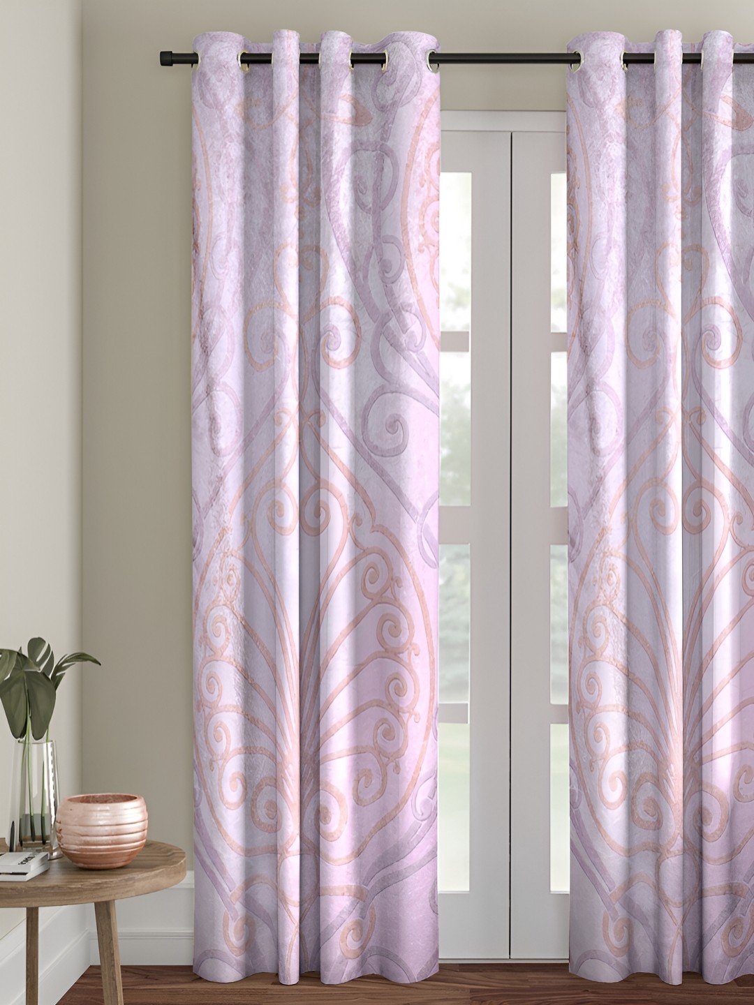 

ROMEE Purple & Brown Ethnic Motifs Room Darkening Door Curtain