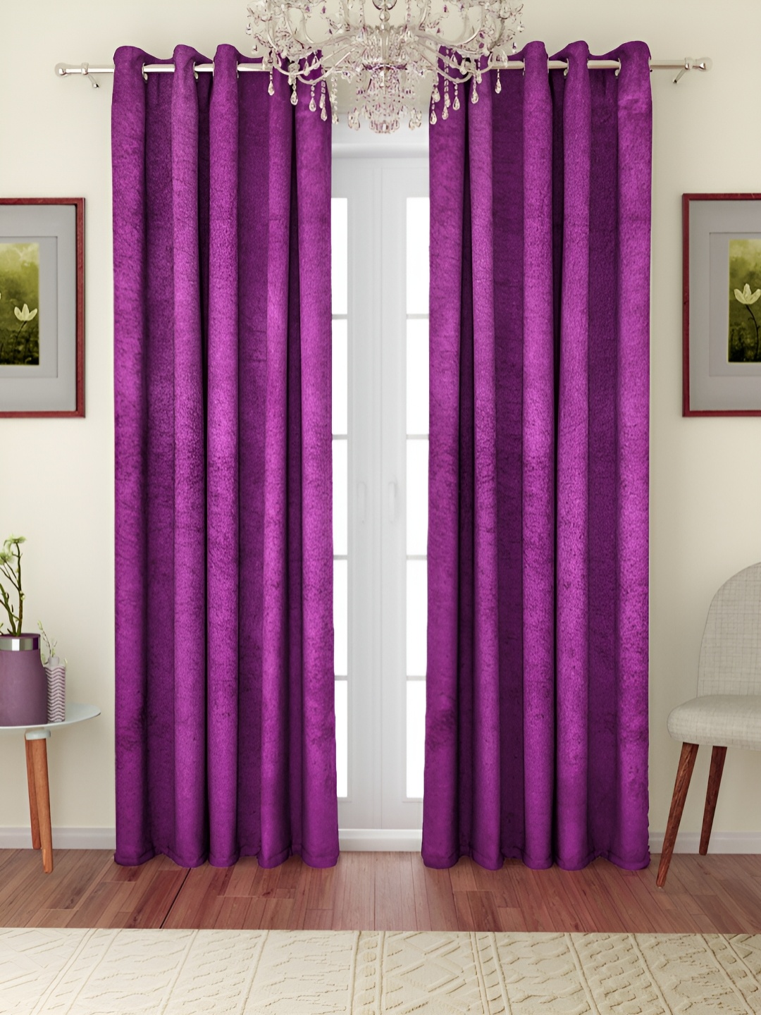 

ROMEE Purple 2 Pieces Room Darkening Door Curtains
