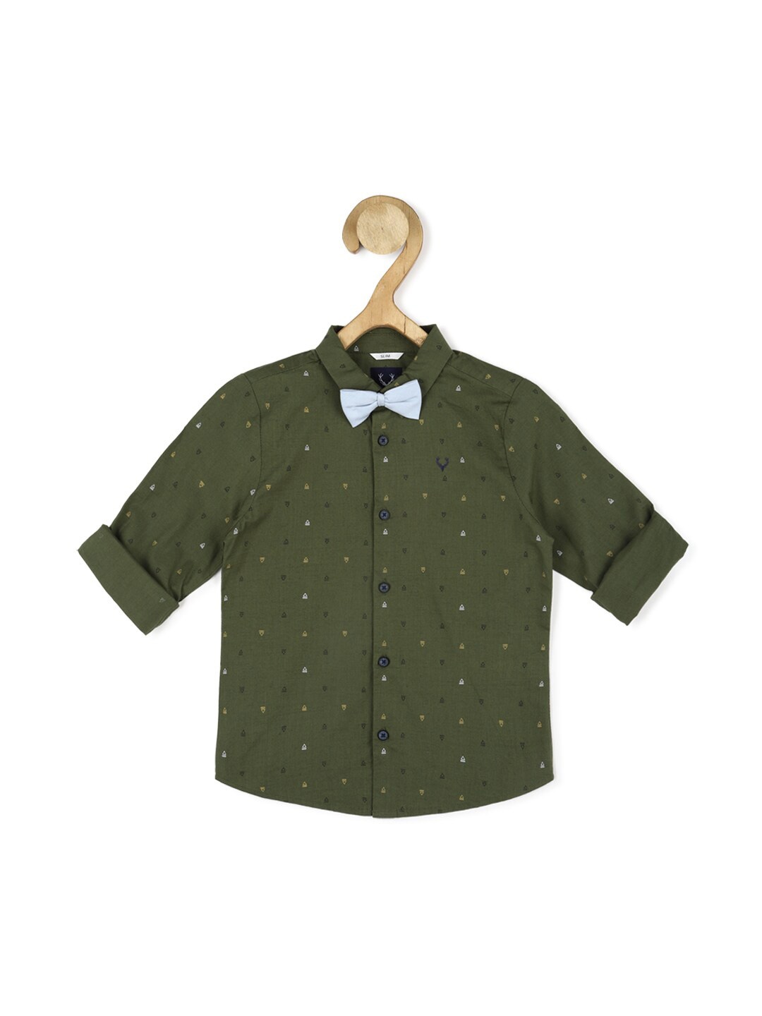 

Allen Solly Junior Boys Slim Fit Opaque Printed Casual Shirt, Olive