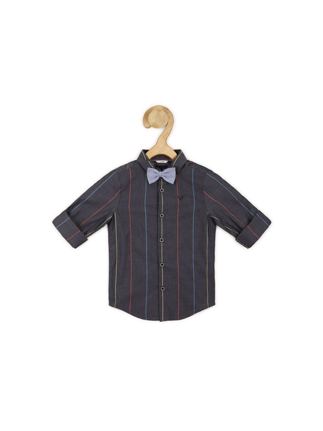 

Allen Solly Junior Boys Slim Fit Striped Spread Collar Cotton Casual Shirt, Grey