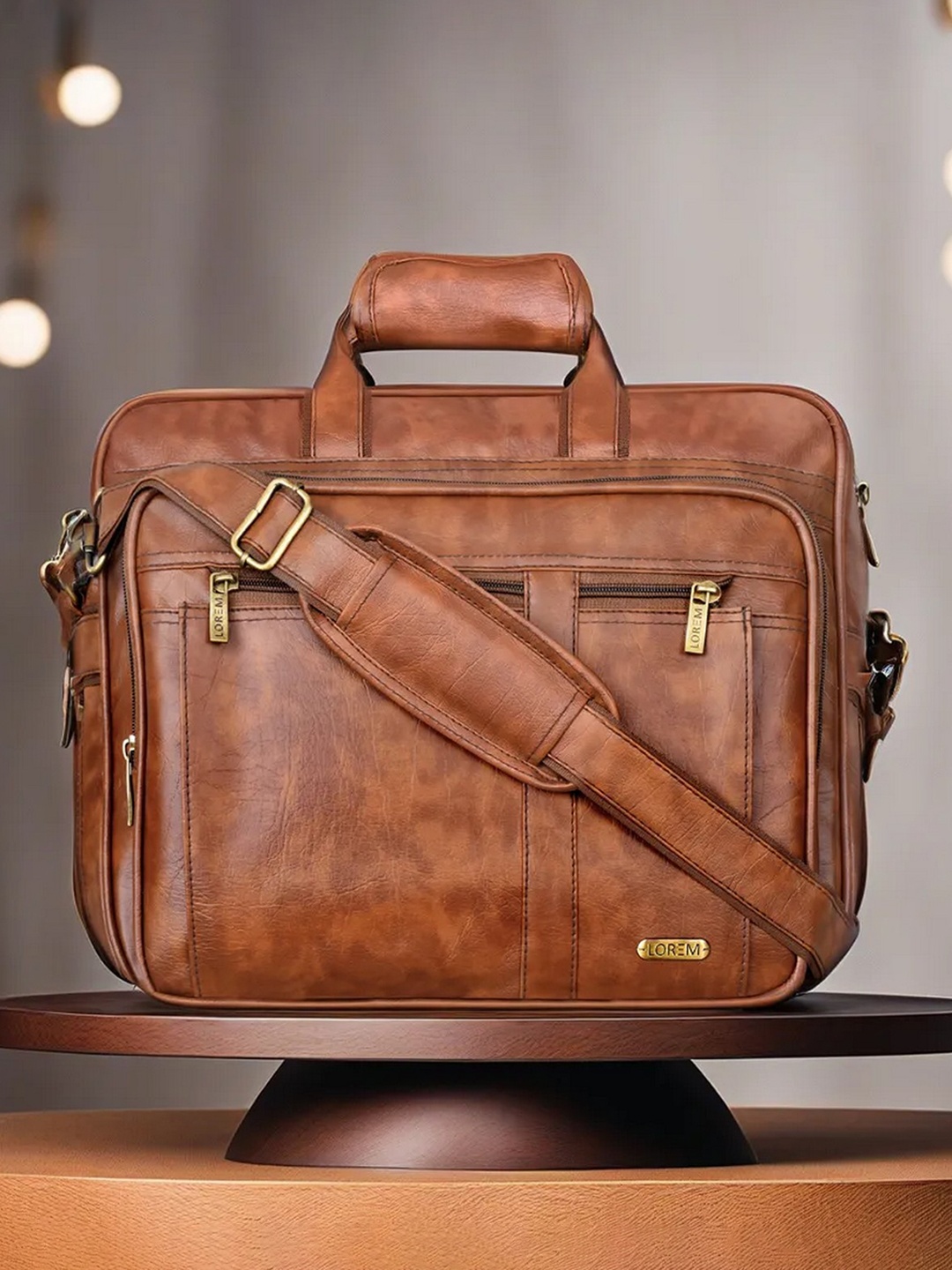 

LOREM Unisex Textured Laptop Bag Up to 16 inch, Tan