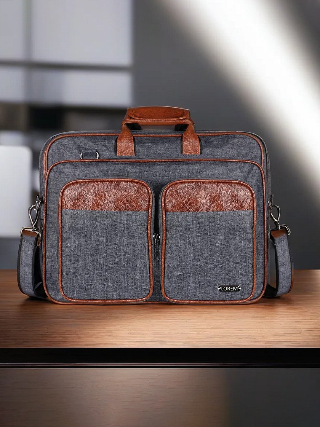 

LOREM Unisex Textured Laptop Bag, Grey