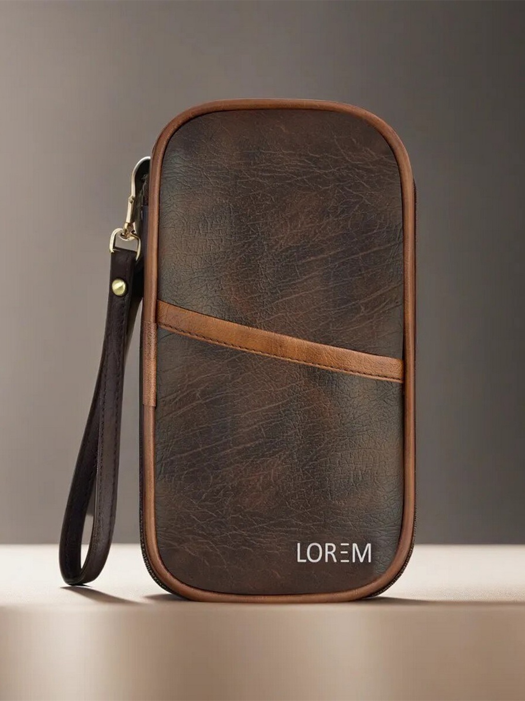 

LOREM Unisex Textured Passport Holder, Brown