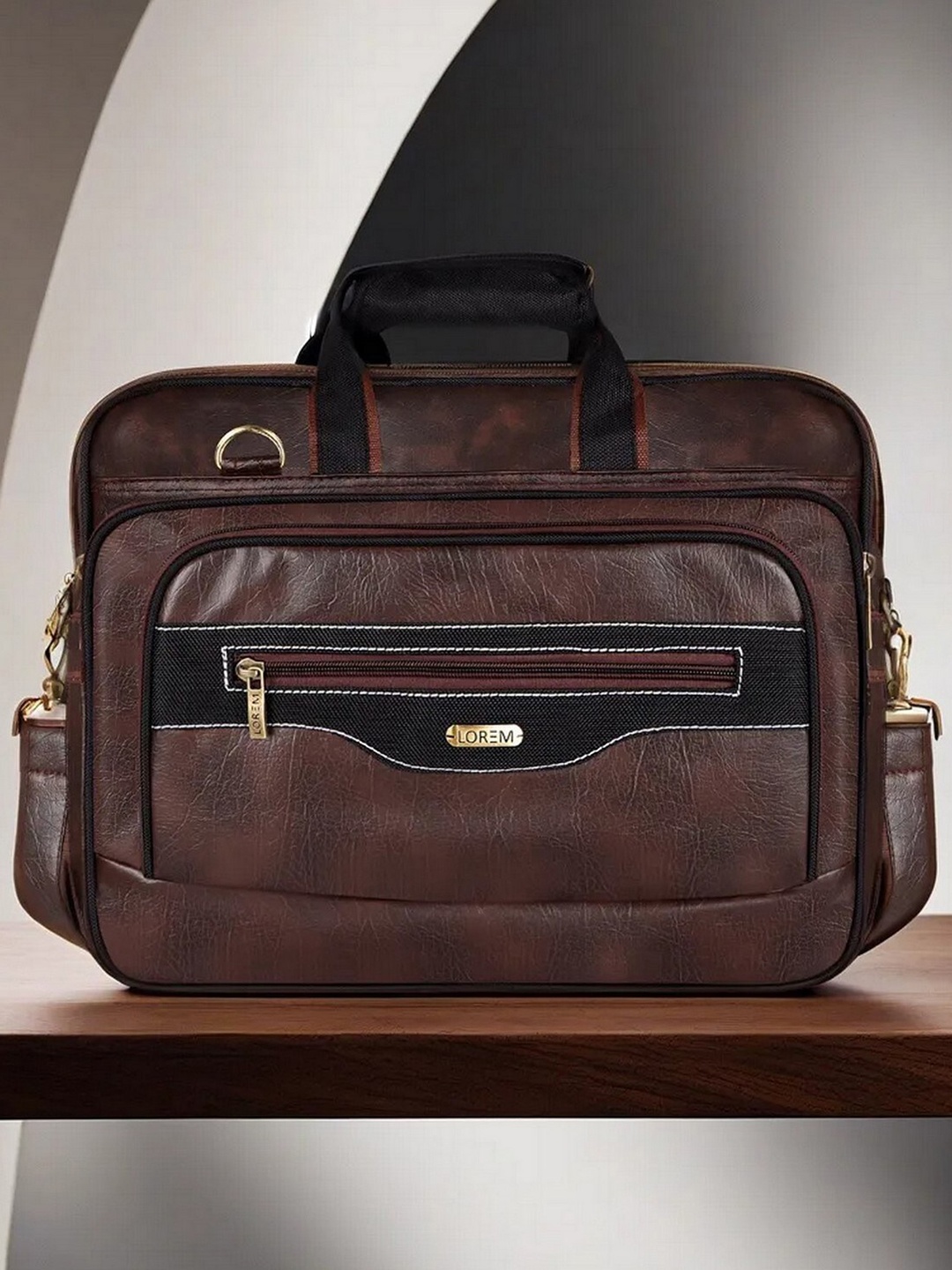 

LOREM Unisex Textured Messenger Bag, Brown