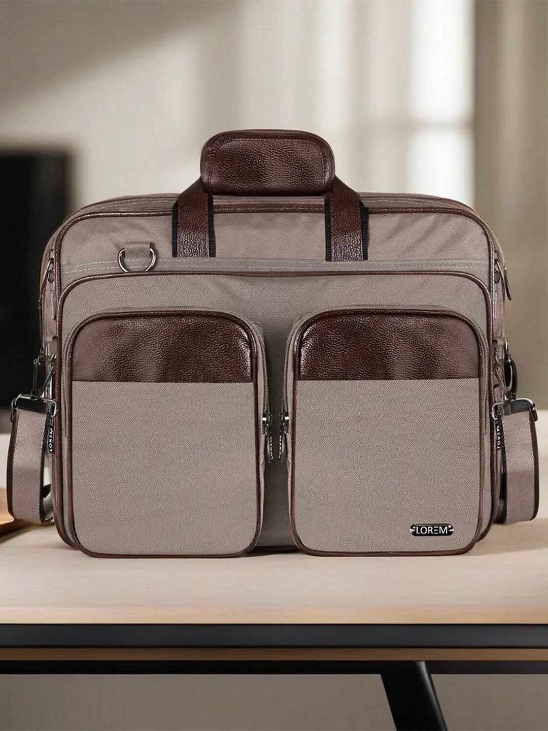 

LOREM Textured Messenger Bag, Grey