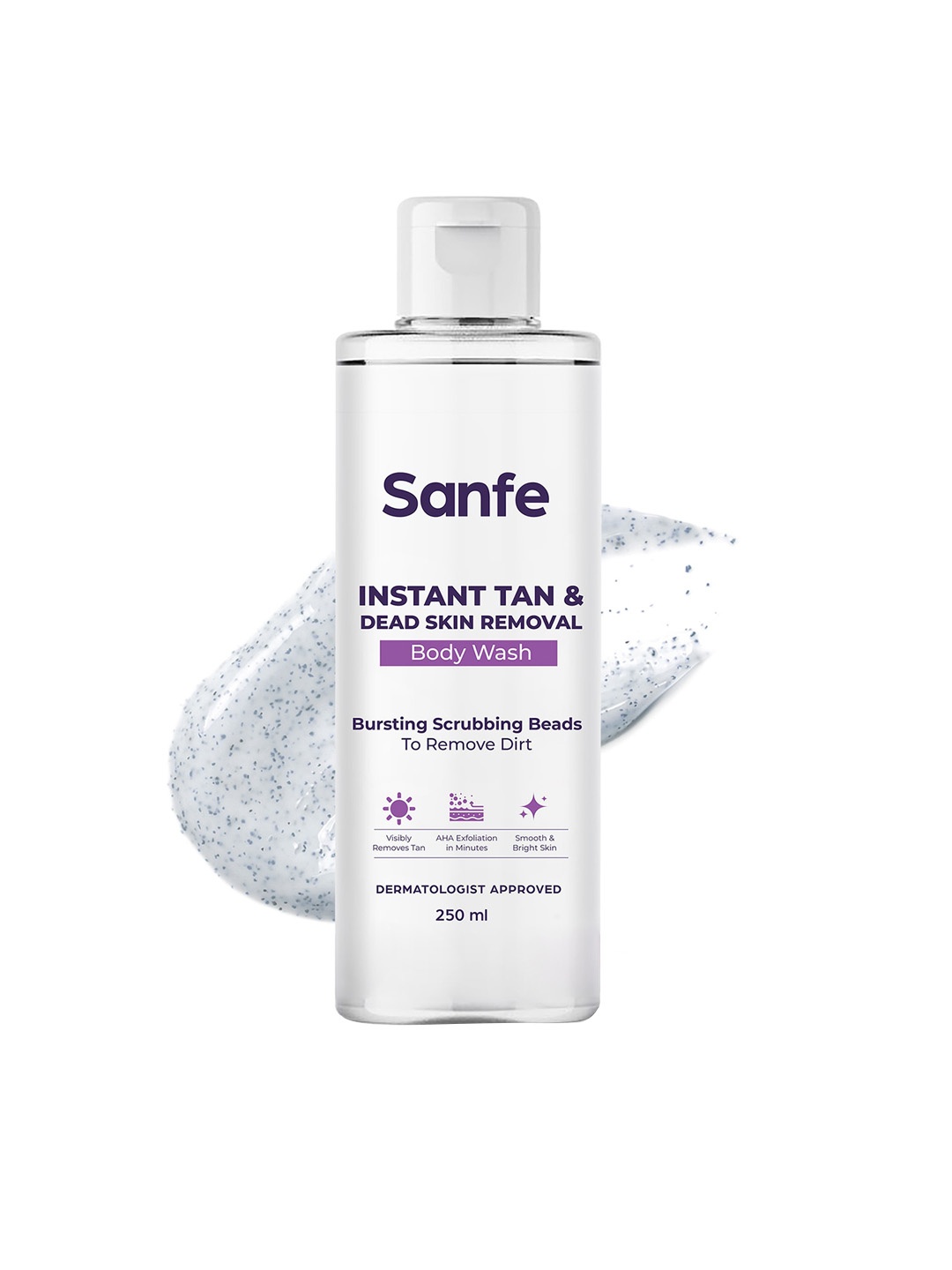 

Sanfe Instant Tan & Dead Skin Removal Exfoliating Body Wash-250ml, White