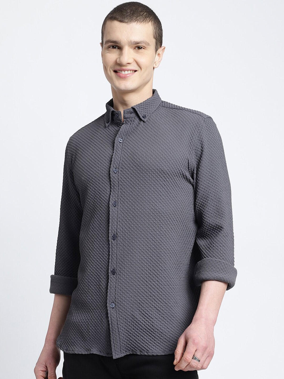 

HighRider Classic Regular Fit Printed Casual Shirt, Grey