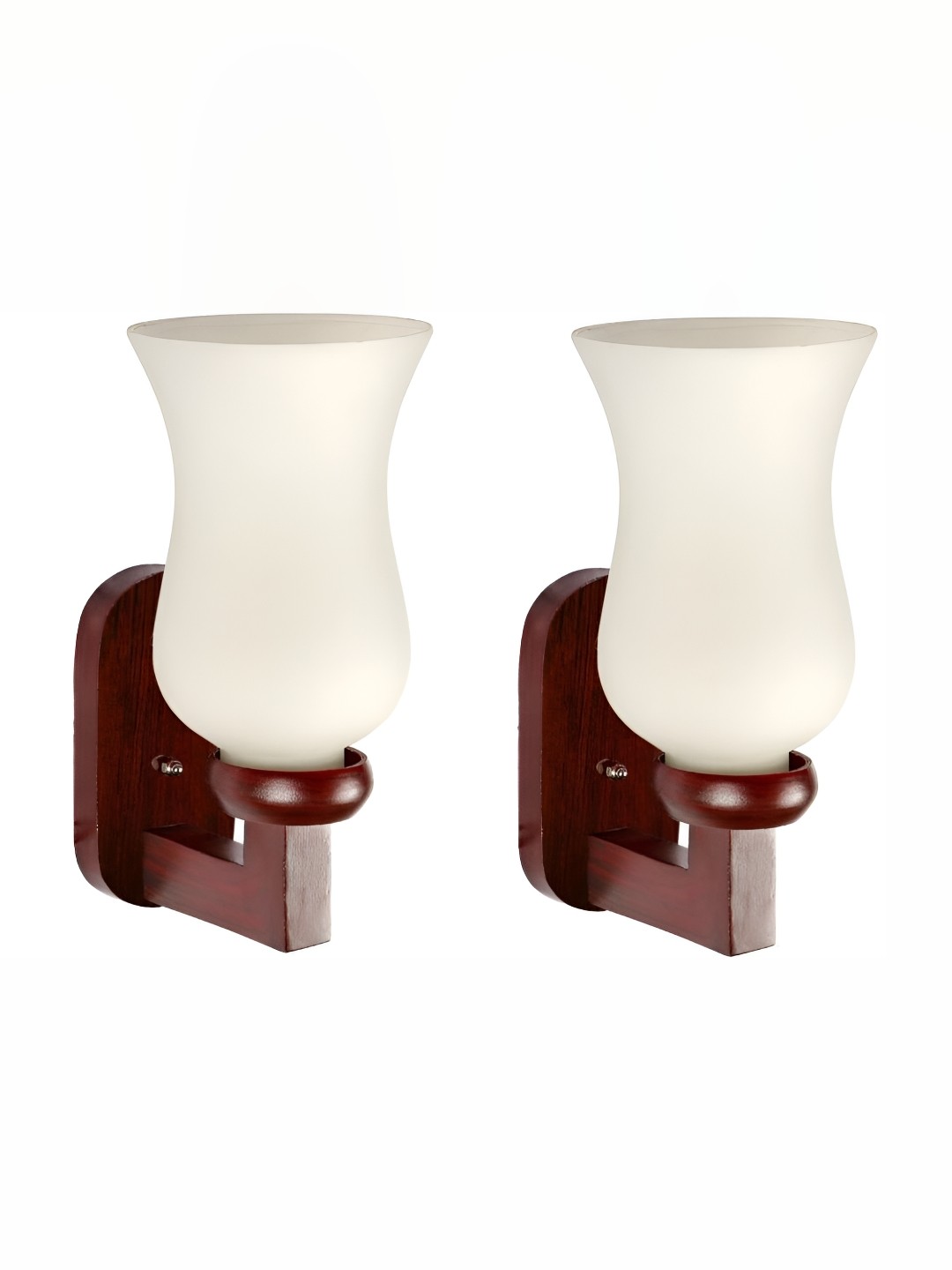

1ST TIME White & Brown 2 Pieces Glass Contemporary Cylinder Shaped Wall Lamps