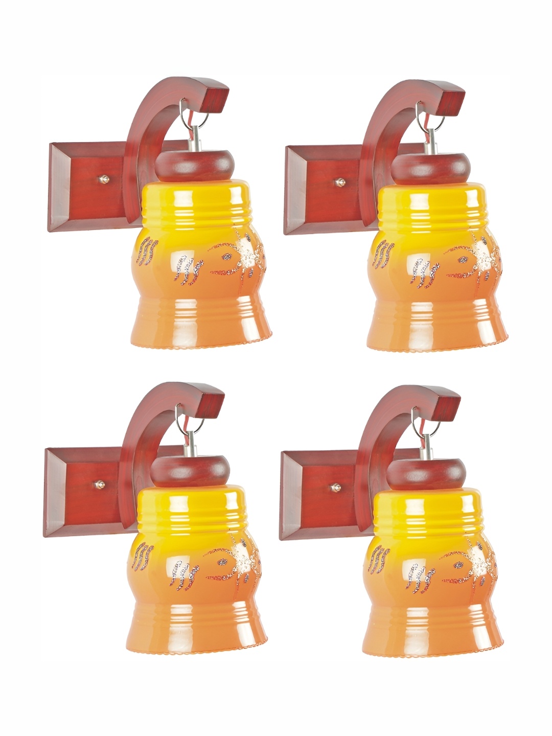 

1ST TIME Yellow & Orange 4 Pieces Glass Traditional Abstract Shaped Wall Lamp