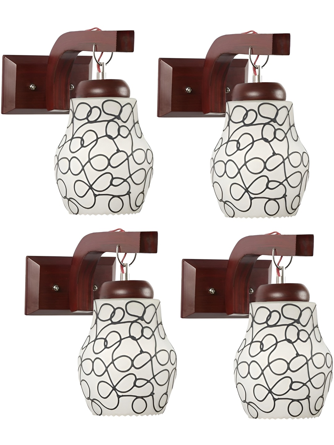 

1ST TIME White & Black 4 Pieces Printed Contemporary Glass Wall Lamp