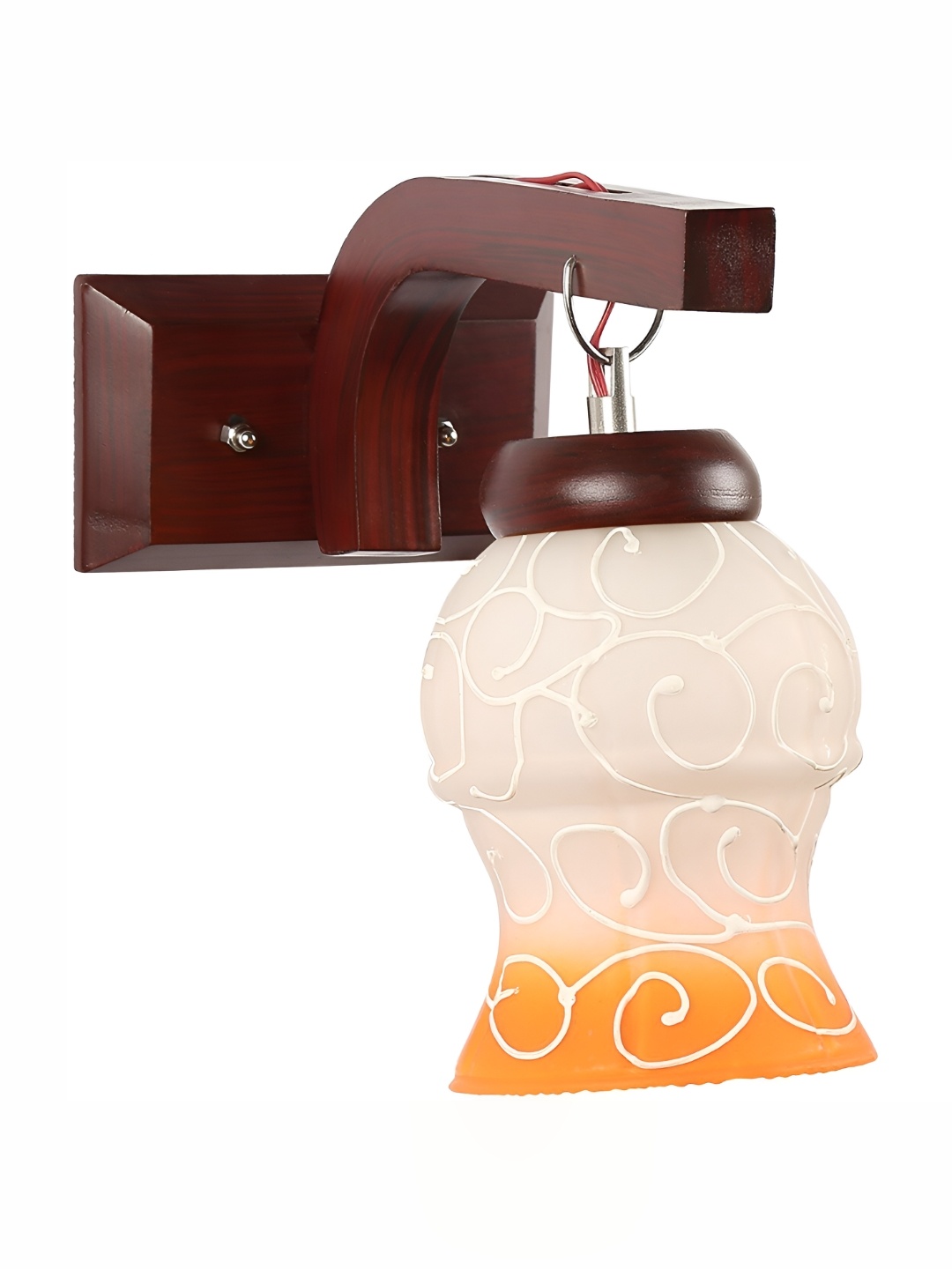 

1ST TIME White & Orange Printed Bell Shaped Glass Wall Lamp