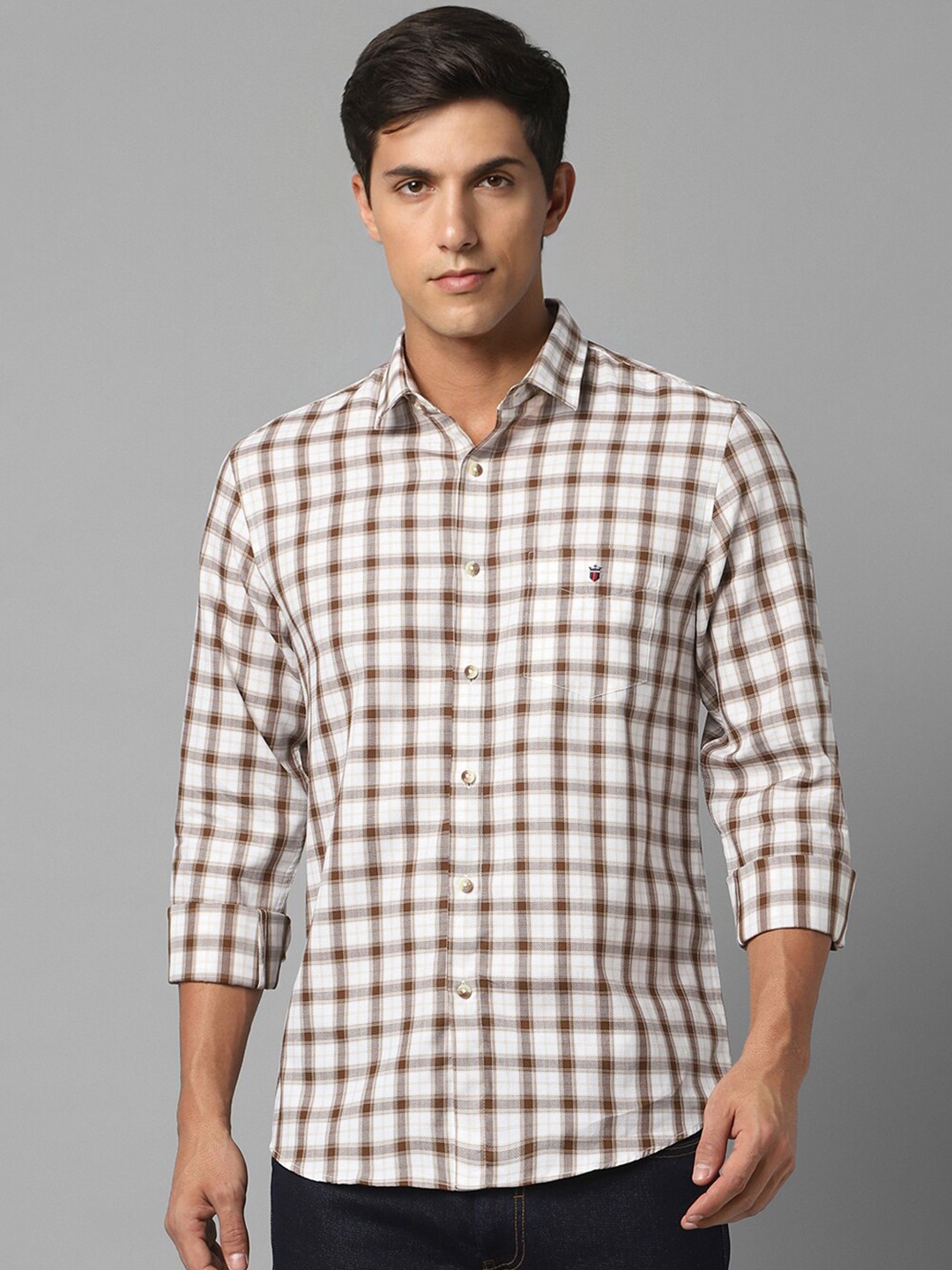 

Louis Philippe Sport Slim Fit Checked Cotton Casual Shirt, White