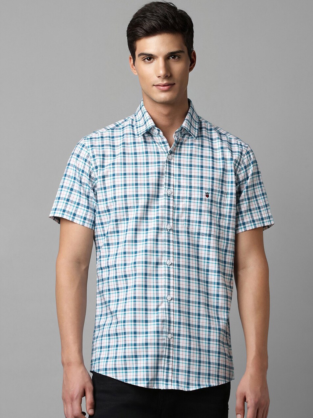 

Louis Philippe Sport Slim Fit Checked Cotton Casual Shirt, Blue