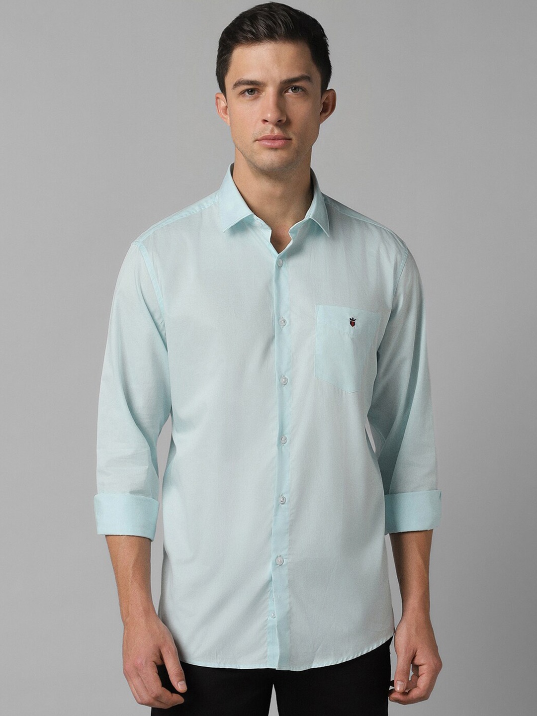 

Louis Philippe Sport Spread Collar Long Sleeves Slim Fit Cotton Casual Shirt, Blue