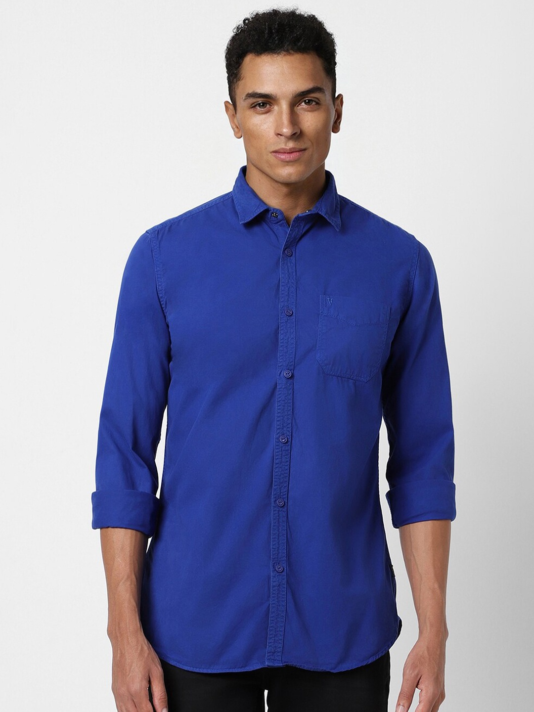 

VAN HEUSEN DENIM LABS Slim Fit Full Sleeves Party Shirt, Blue