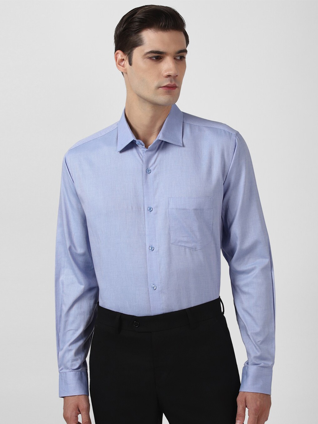 

Van Heusen Regular Fit Spread Collar Opaque Cotton Party Shirt, Blue