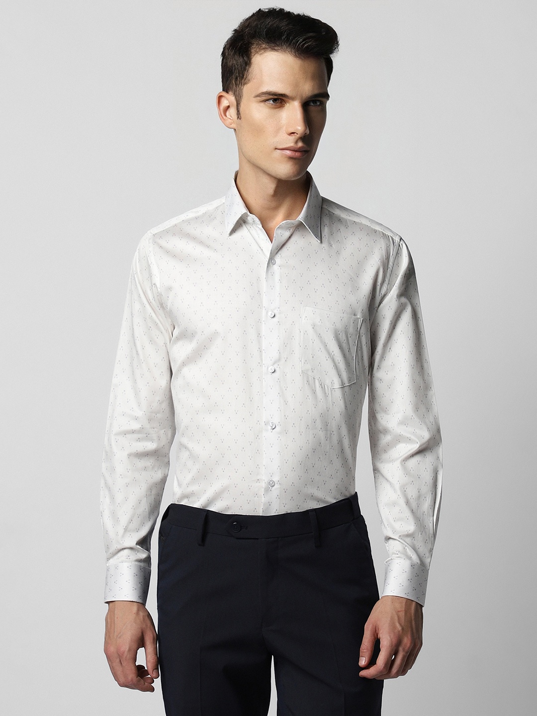 

Van Heusen Printed Spread Collar Long Sleeves Cotton Party Shirt, White