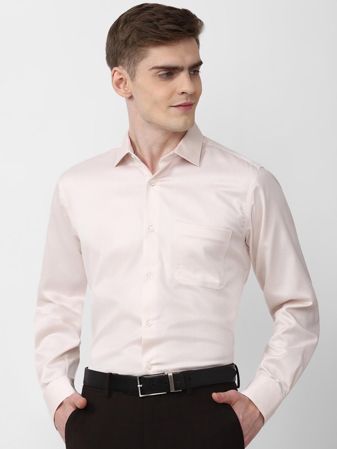 

Van Heusen Regular Fit Full Sleeves Formal Shirt, Cream