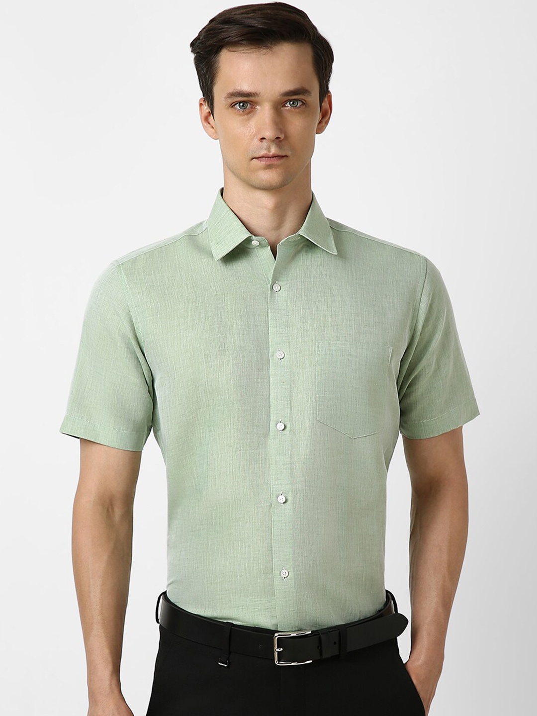 

Van Heusen Spread Collar Short Sleeves Formal Shirt, Green