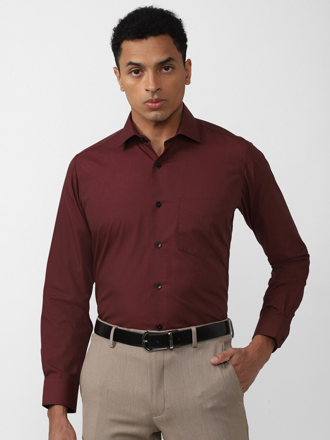

Van Heusen Spread Collar Long sleeves Cotton Formal Shirt, Maroon