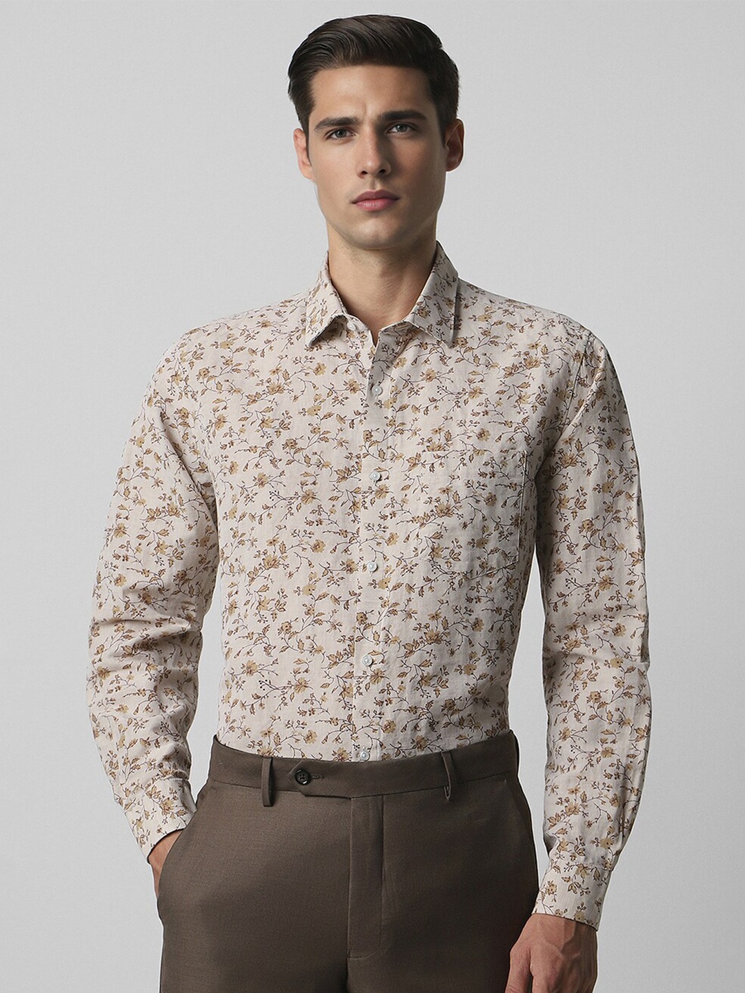 

Van Heusen Floral Printed Spread Collar Opaque Formal Shirt, Grey