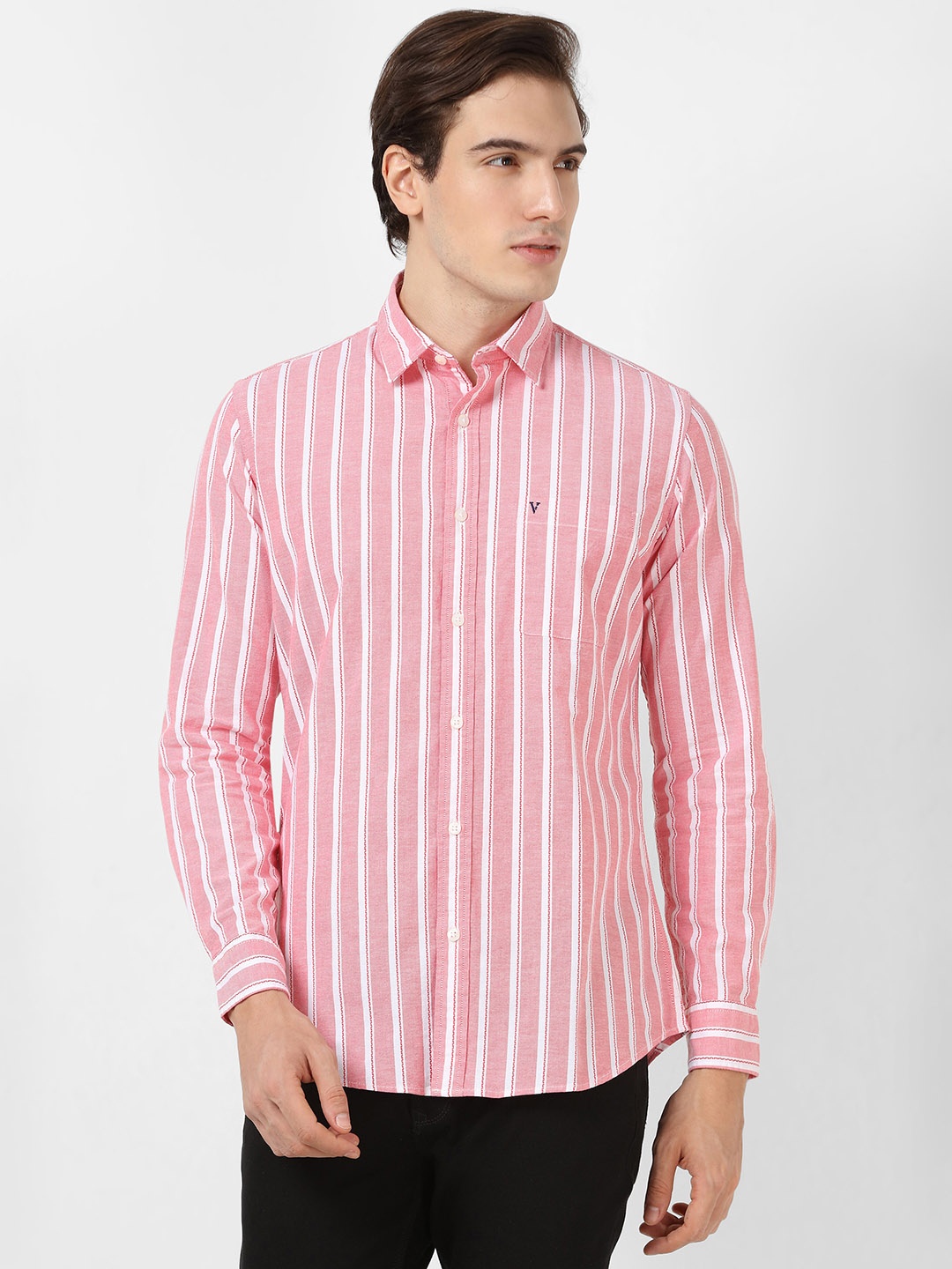 

Van Heusen Sport Slim Fit Striped Casual Shirt, Pink