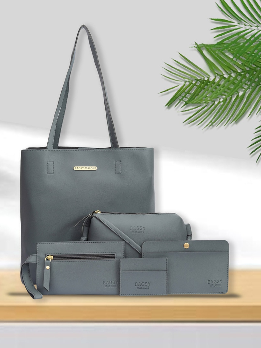 

Bagsy Malone Set Of 5 Animal Textured Structured Shoulder Bags, Grey