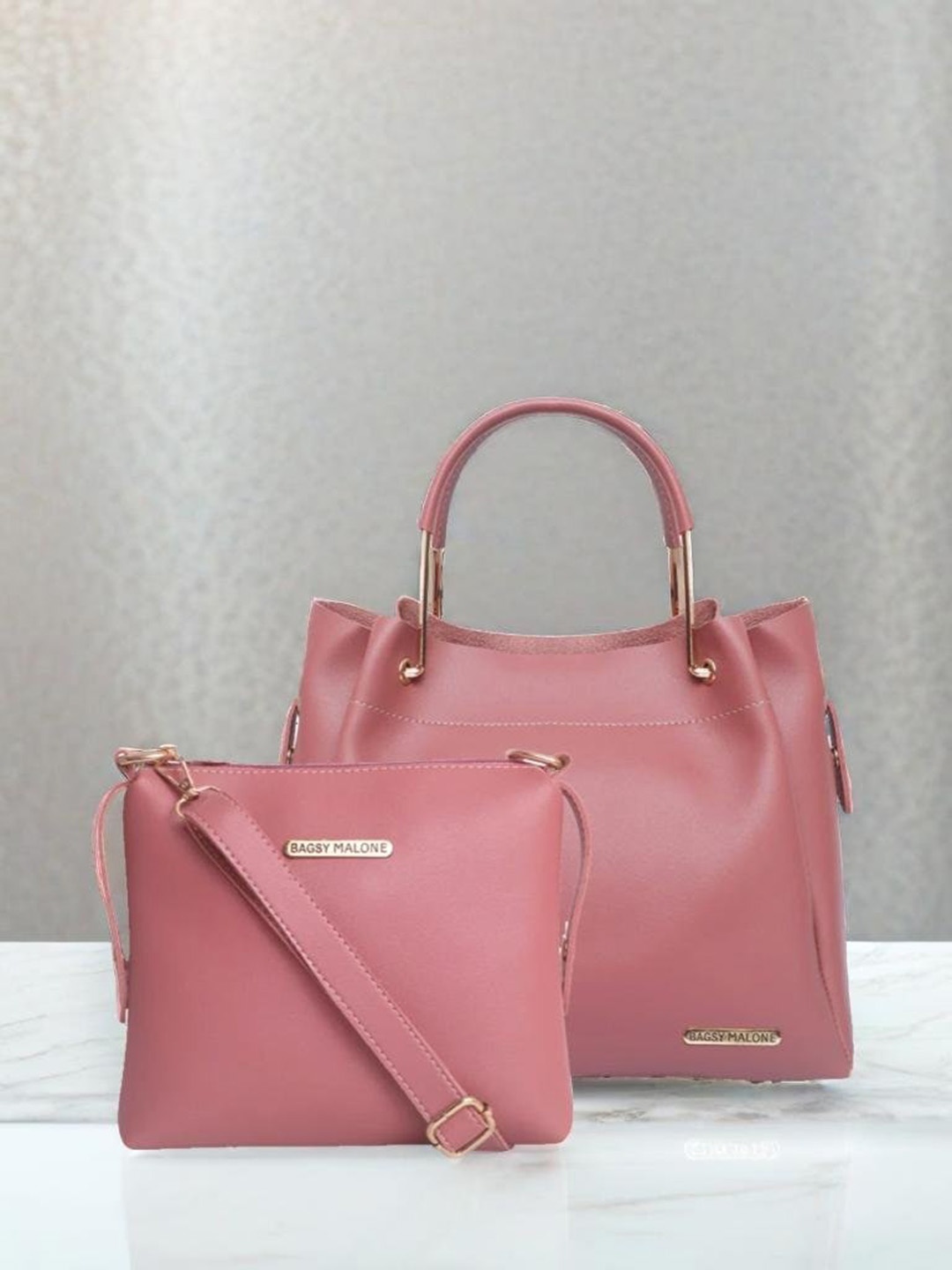 

Bagsy Malone Bucket Vegan Leather Handheld Bag With Sling Bag, Pink