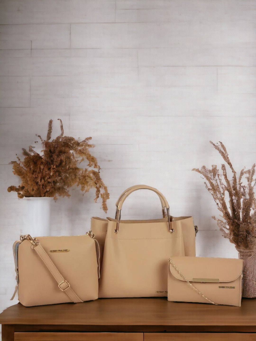 

Bagsy Malone Bucket Vegan Leather Handheld Bag, Beige