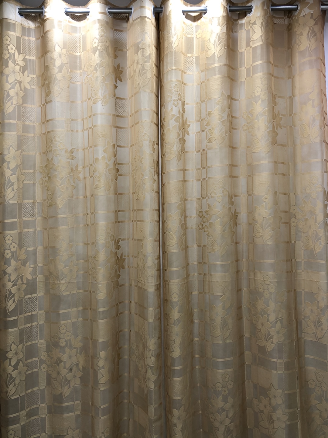 

RIDHAAN Brown 2 Pieces Floral Sheer Long Door Curtains