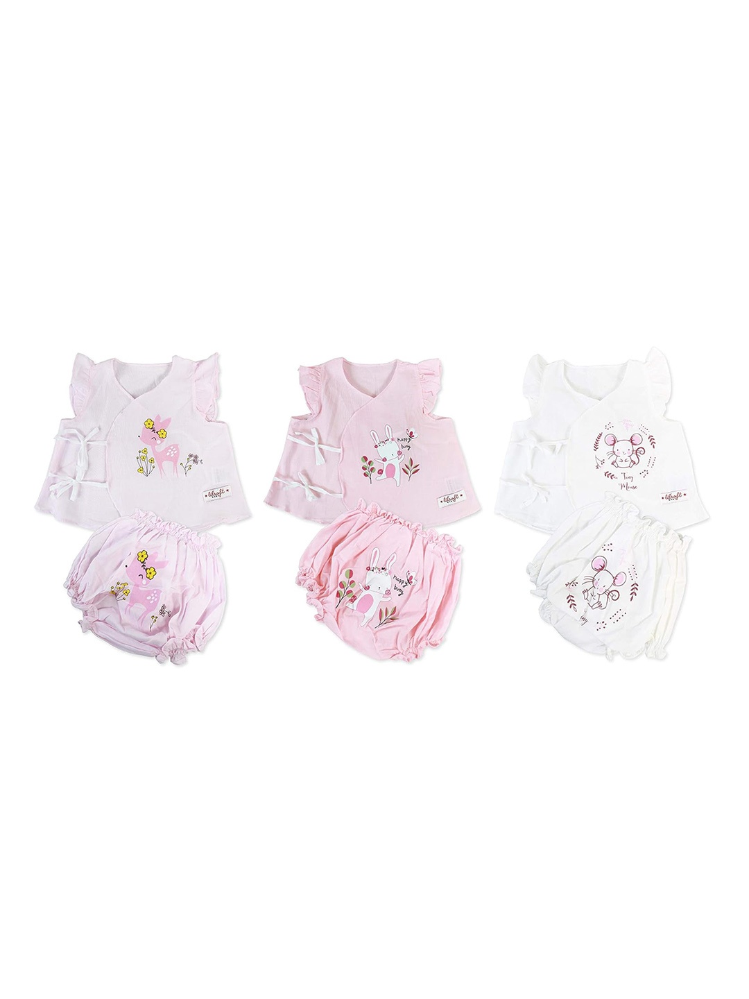 

BAESD Infants Girls 6-Pcs Printed Pure Cotton Baby Apparel Gift Set, Pink