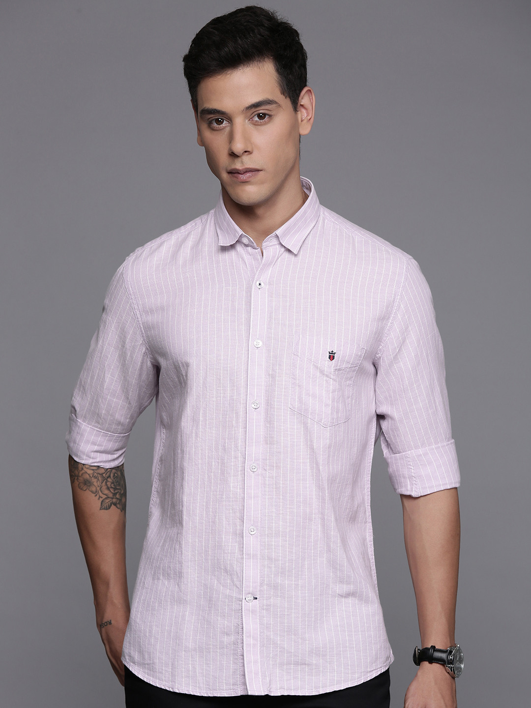 

Louis Philippe Sport Slim Fit Striped Shirt, Purple