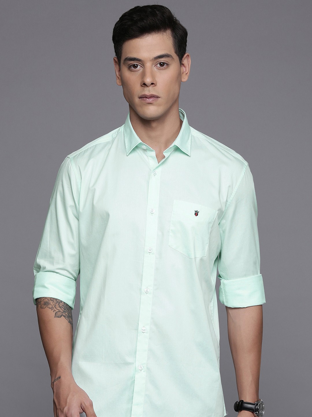 

Louis Philippe Sport Cotton Slim Fit Opaque Casual Shirt, Green