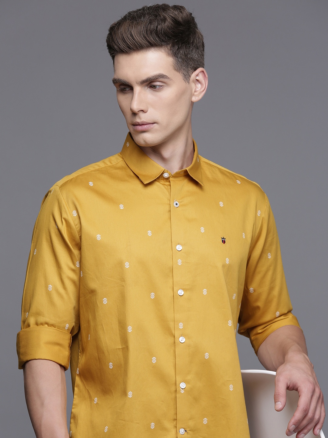 

Louis Philippe Sport Slim Fit Opaque Printed Casual Shirt, Yellow